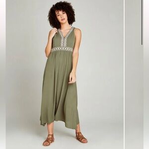 APRICOT Sage Green Maxi Dress with Embroidered Trim in size XS